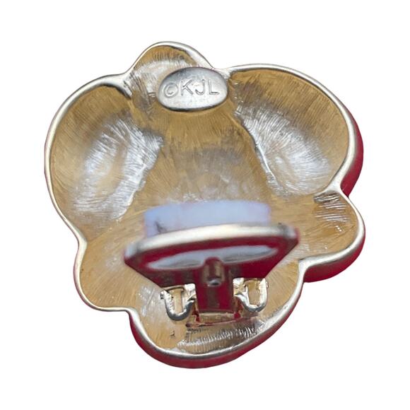 KJL By Kenneth Jay Lane Vintage Satin Gold Modernist Abstract Earrings - Picture 5 of 6